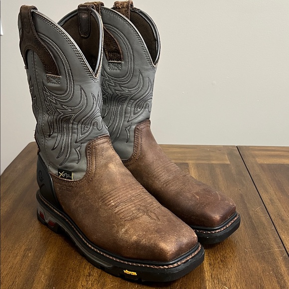 Men’s JUSTIN Tanker Steel Toe Western Work Boots Cowboy Style WK2102 Size 10.5D - Picture 2 of 16